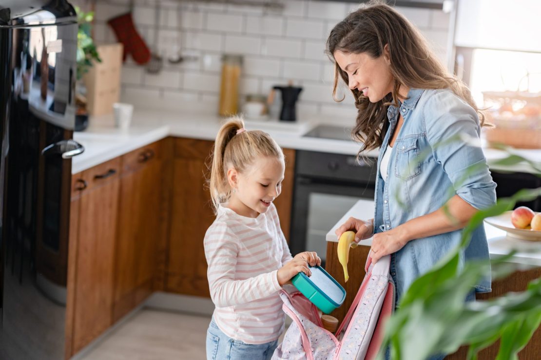 Parent and child prepare for back to school
